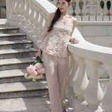 Petal veil lace pants