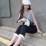 Frill capri pants
